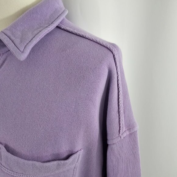 Aerie Lumber Jane Women's Oversized Distressed Shacket Top Lilac Purple Size S - Picture 4 of 14